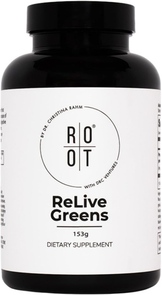 Root Relive Greens από το Superfood Powerhouse του Δρ. Ραμ με Dark Leafy Greens, Fruits & Fibers - 153g