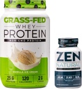 Nutrology Grass Fed Whey Protein Tozu - Vanilla Dondurma Flavor (28 Hizmet) Zen Natural Supplement (30 hizmet)