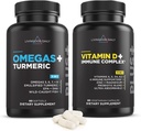 Livingood Daily Essentials Bundle - Ισχυρό συμπλήρωμα Ωμέγα 3-6-7-9 συν κουρκουμάς με βιταμίνη D3 K2, μαγνήσιο, προβιοτικό μείγμα και περισσότερα