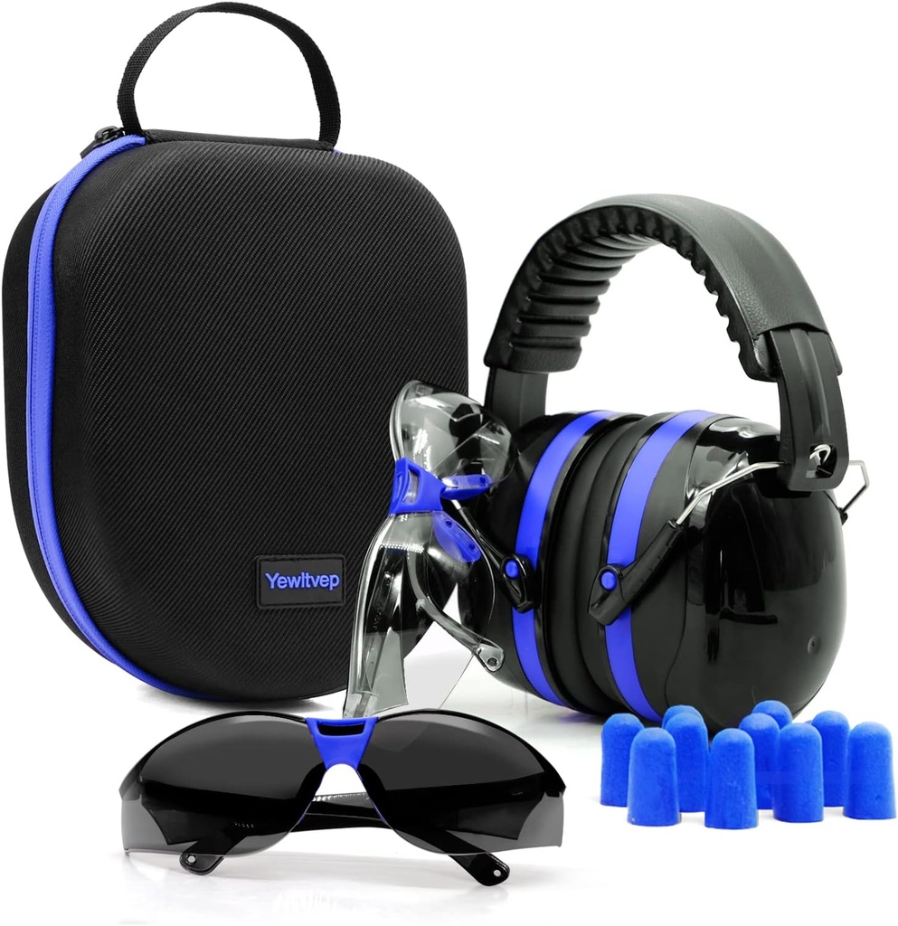 Yewltvep Shooting Ear Protection Gun Range Ear Protection with Earmuffs, Gun Güvenlik Gözlükleri, Kulakları, Sert Depolama Davası