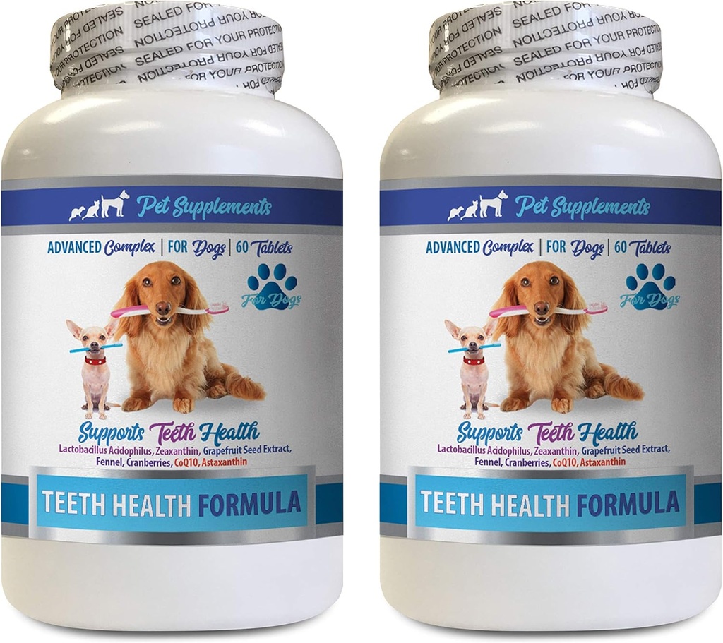 PET SUPPLEMENTS & NUTRITION LLC Dog Bad Breath Remedy - Dog Teeth Health Formula - Natural Gum Care - REMOVES Plaque UP - FRESHENS Breath - Dog Selection - 2 Şişe (120 Tedavi)