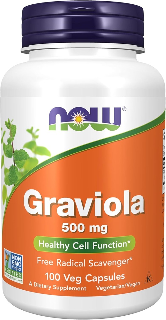 Şimdi Gıdalar Tamamlar, Graviola (Annona muricata) 500 mg, Sağlıklı Hücre Fonksiyonu*, 100 Veg Capsules