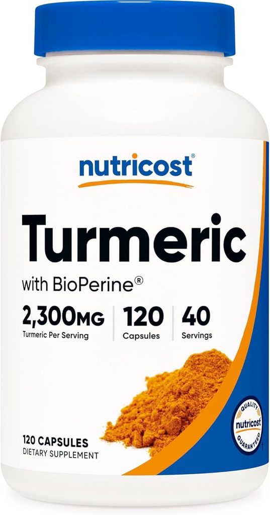 Nutricost Turmeric Curcumin with BioPerine and 95% Curcuminoids, 2300mg, 120 Capsules, Veggie Capsules, 767mg Per Cap, 40 Servings, Gluten Free, Non-GMO