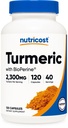 Nutricost Turmeric Curcumin with BioPerine and% 95 Curcuminoids, 2300 mg, 120 Capsules, Veggie Capsules, 767mg Per Cap, 40 Hizmet, Gluten Free, Non-GMO