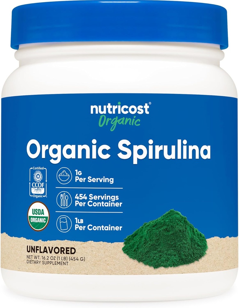 Nutricost Organik Spirulina Toz 454 Grams, 1LB - Saf, Sertifikalı Organik Spirulina