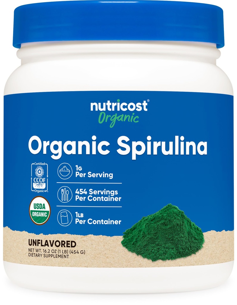 Nutricost Organik Spirulina Toz 454 Grams, 1LB - Saf, Sertifikalı Organik Spirulina