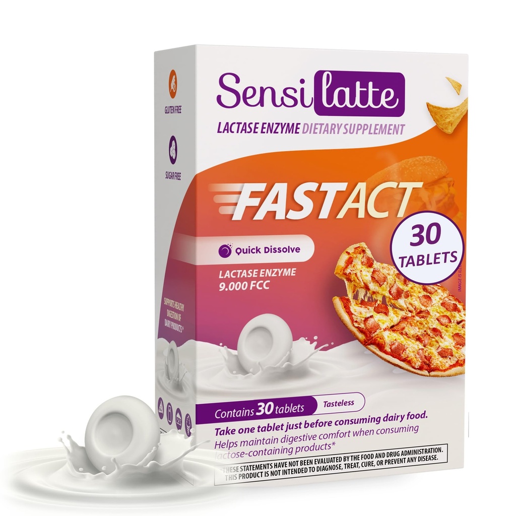 Lactase Enzyme 30 Tabletler Flavor - 9.000COM - Sensilatte - Hızlı Dissolution - Digestive Comfort ile Yardım - Prati Donaduzzi
