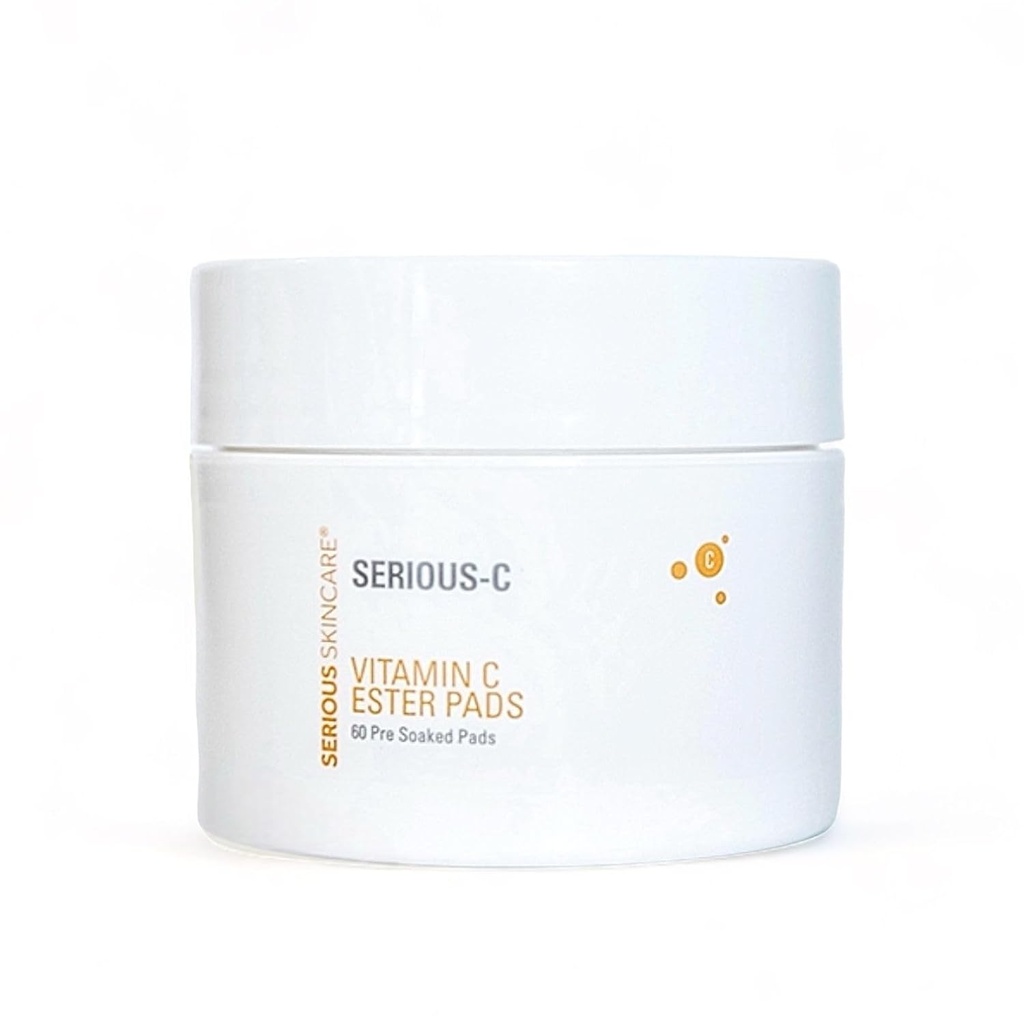 Σοβαρή Skincare - Vitamin C Ester Pads - Υαλουρονικό οξύ - Αντιγηραντική θεραπεία προσώπου για πιο απαλό δέρμα Radi Εκχυλίσματα φρούτων και ζαχαροκάλαμου - Pre-Soaked Disc προσώπου - 60 Count (1pack)