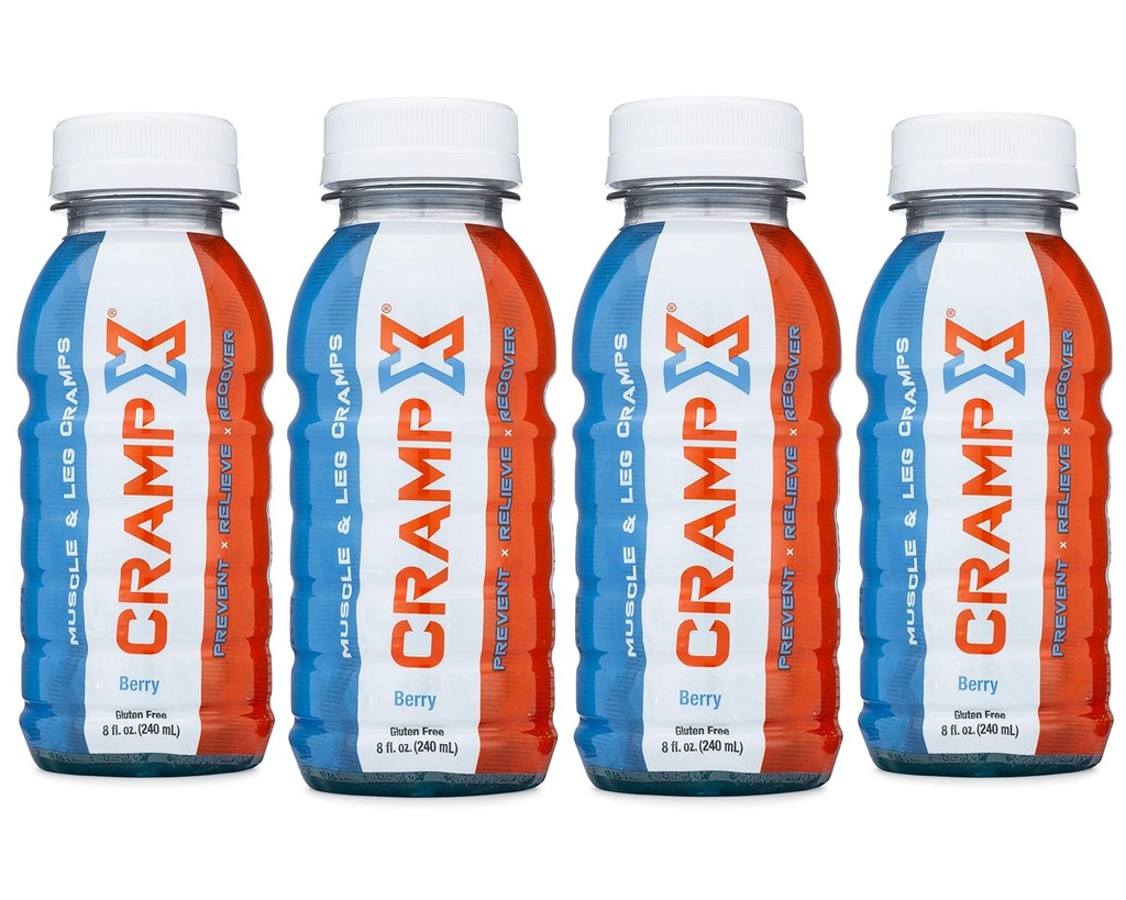 Kas Cramp Relief Drink | Proven to prevent and Treat Muscle Cramps in Seconds | Gluten Free Cramp Defense for Hand Cramps, Leg Cramps, Cr Footamps | Berry 8 oz - 4 Paket