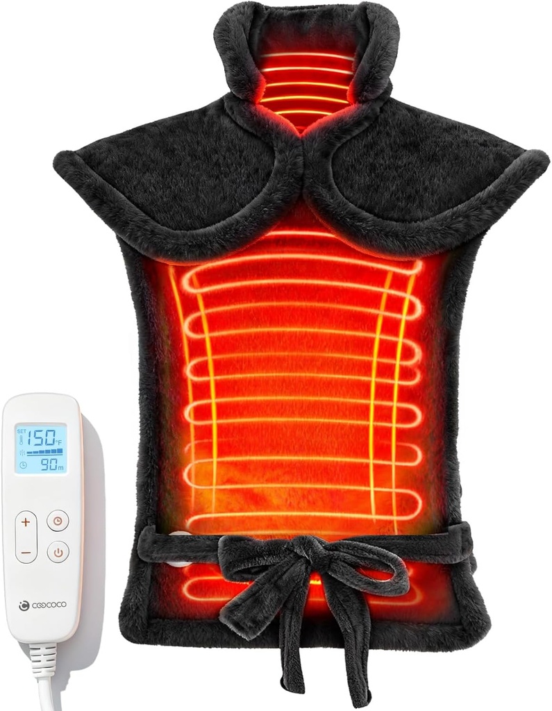 CooCoCoCo, Boy ve Omuzlar ve Arka, Geri Ağrı Yardımı için Uygun Heat Pad, Kadın Erkek Anne Babası için Noel Hediyeleri, 6 Heat Settings 3 Timers Auto-Off, 24"x37", ETL sertifikalı