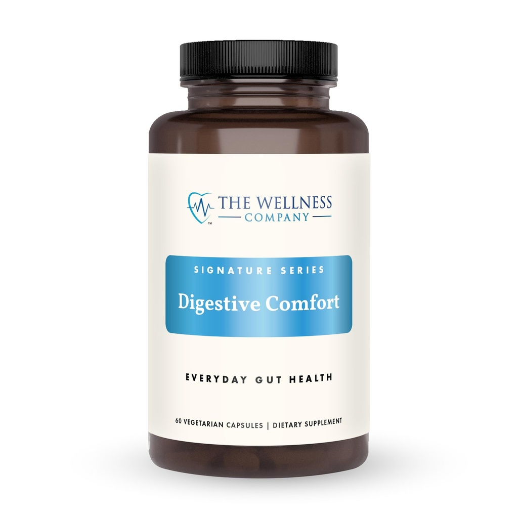 The Wellness Company Digestive Comfort - Bloat & Gas Relief, Anti-Heart Burn, IBS, Fast Acting, Gut Health - 5 Enzymes, Peppermint & Ginger Root | 60ct (1 Ay Supply)