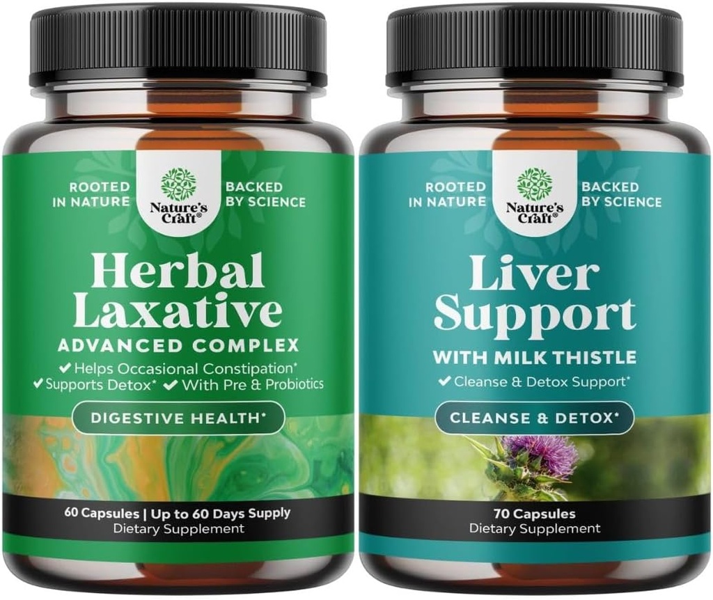 Herbal Laxative Capsules with Probiyotiks and Liver Cleanse Detox & Tamir Formula - Doğal Kolon Detox Digestive Support System - Herbal Liver Support Supplement with Milk Thistle