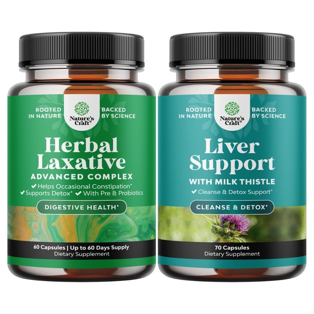 Herbal Laxative Capsules with Probiyotiks and Liver Cleanse Detox & Tamir Formula - Doğal Kolon Detox Digestive Support System - Herbal Liver Support Supplement with Milk Thistle