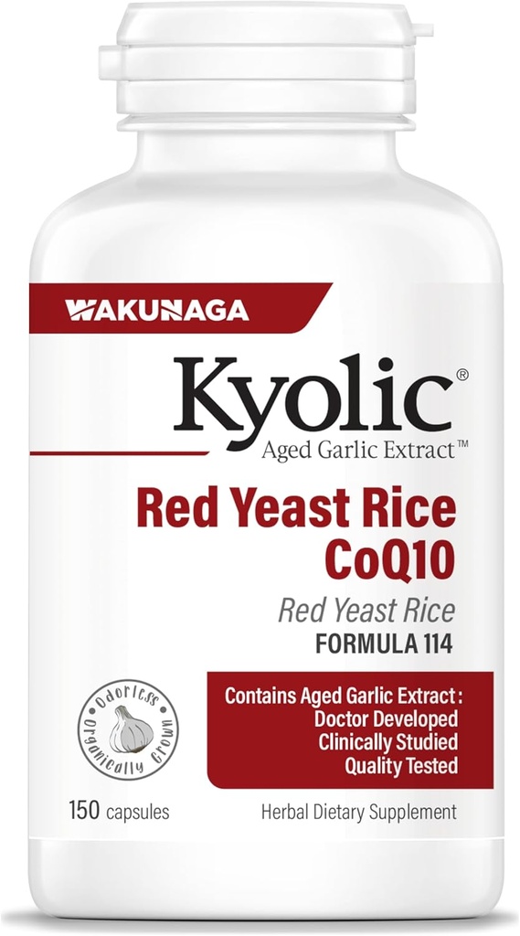 Kyolic Aged Extract Extract Formula 114, Red Yeast Rice CoQ10, 150 Capsules