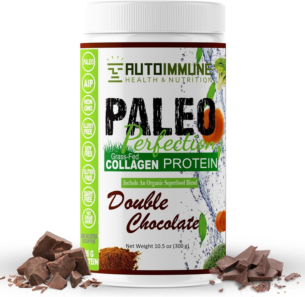 Paleo Perfection Double Chocolate Grass Fed Beef Collagen Protein Toz Stevia - Paleo, Keto, SCD, AIP Protein Tozu Apple Fiber, Carrot & Broccoli - Protein Toz & Superfood Mix