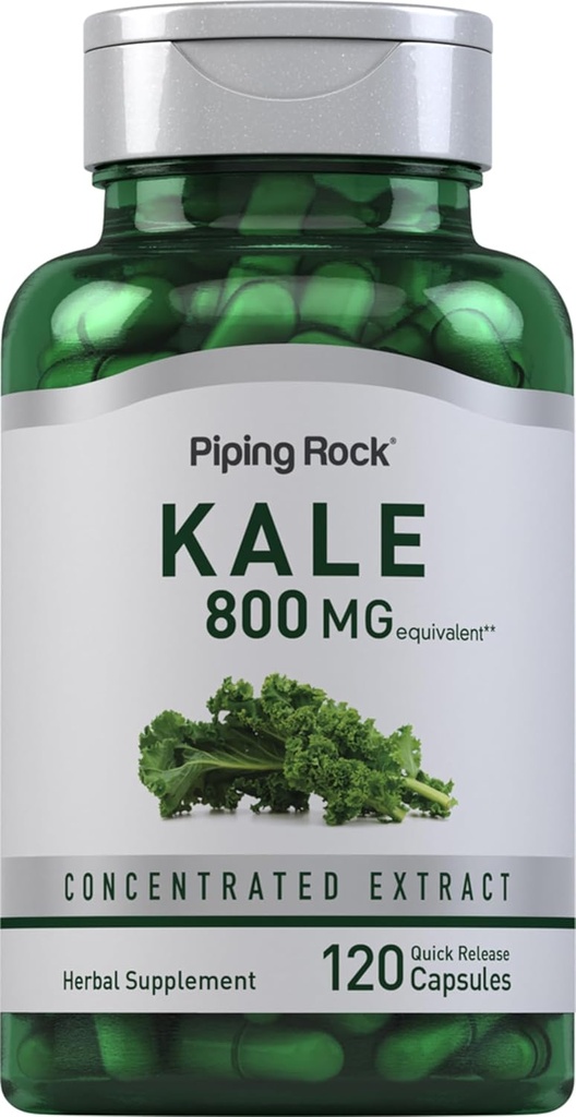 Piping Rock Kalei Capsules 800 mg | 120 Count | Kale Supplement | Gluten Free, Non-GMO