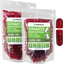 XPRS Nutra Vegan Μέγεθος 00 Χωριστές κάψουλες - 100 Count Premium Άδειες κάψουλες χωρίζονται σε τσάντες - 00 Χάπια Κενά για συμπλήρωση συμπληρώματος DIY (Καθαρό κόκκινο)