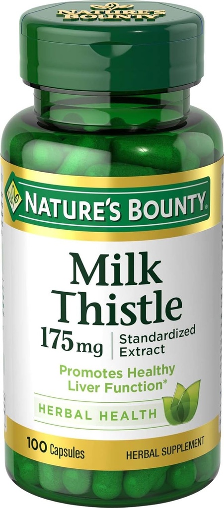 Nature's Bounty Milk Butle, Herbal Health Supplement, Supports Liver Health, 175 mg, 100 Softgels