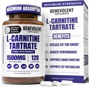 Benevolent L Carnitine Supplement - Yüksek Potency 1500 mg L-Carnitine Tartrate - Hızlı Absorbing, Enerjiye Dönüştürme, Destek Lean Kas, Boost Workout Performance & Metabolism - 120 Vegan Capsules