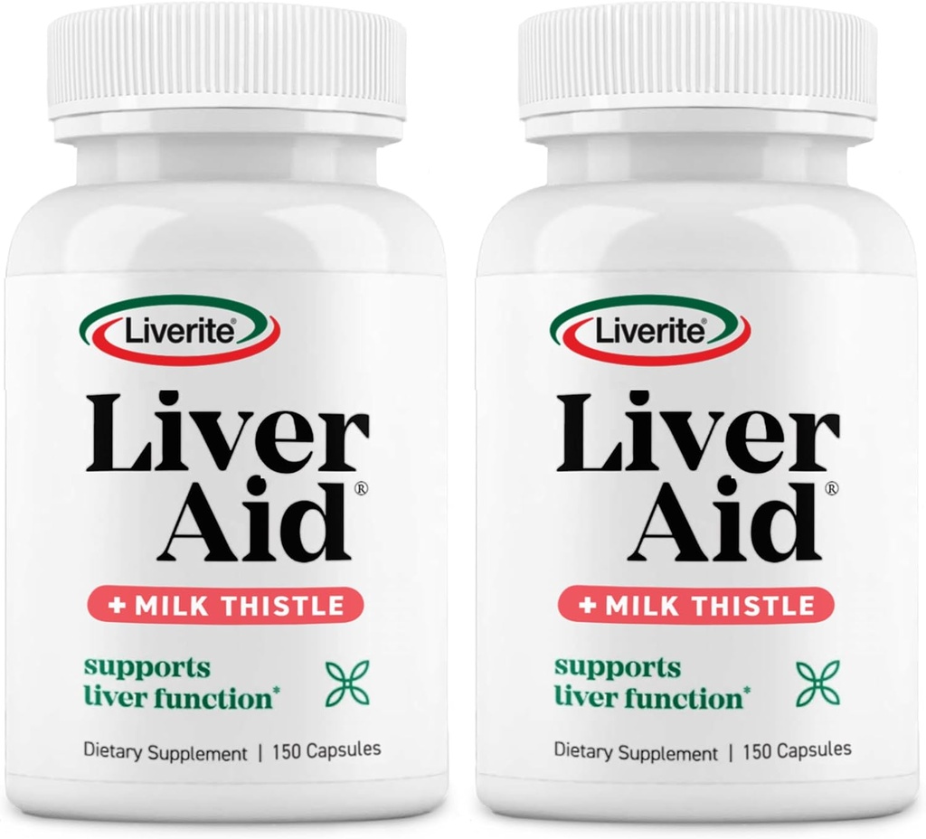 Liver Aid with Milk Thistle 2Pack 150 Capsules (Top 300), Liver Support, Liver Cleanse, Liver Care, improves Energy