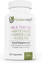 FürstenMED Milk Butle with Artichoke Extract, Dandelion Root & Choline - Normal Liver Health Supplement - Highly Dosed with %80 Silymarin - Vegan Liver Support - 120 Non-GMO Capsule