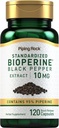 Piping Rock Bioperine Supplement 10 mg | 120 Capsules | Black Pepper Extract |% 95 Piperine | Gluten Free, Non-GMO