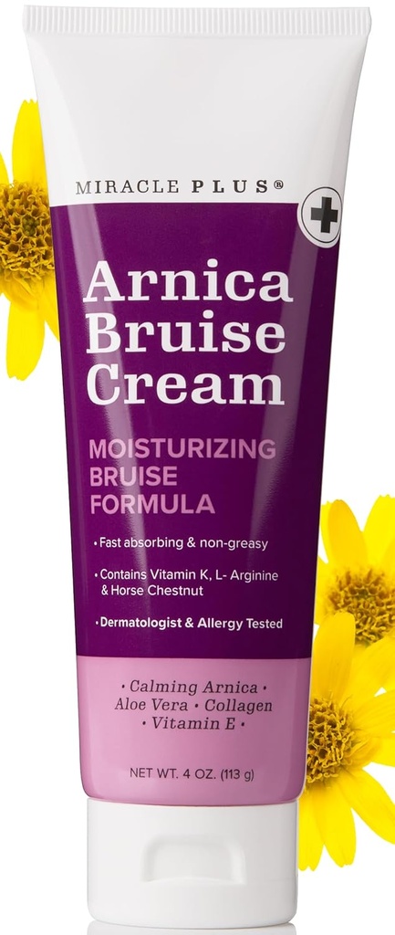 Miracle Plus Arnica Krem Bruise Relief Lotion For Bruising And Swelling On Skin | Arnica Montana Ekstra Güçlü Vitamin K Krem | Formula Skin Care Gel At Chestnut, 4 Fl Oz
