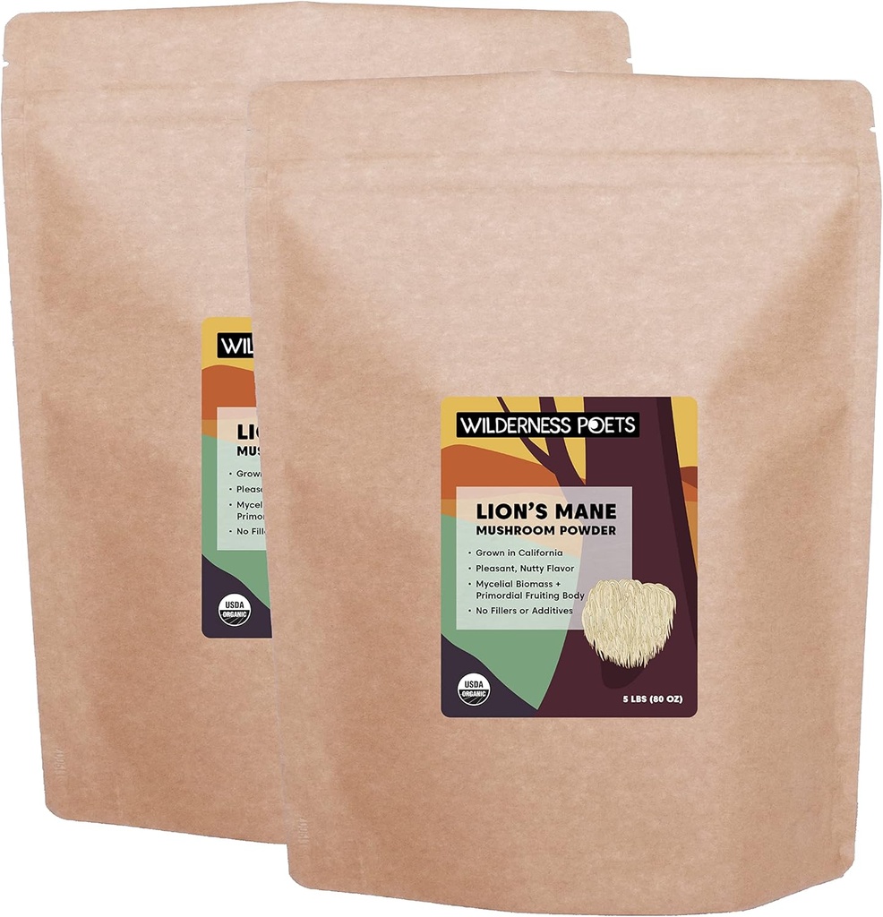 Wilderness Poets Organic Lion's Mane Mushroom Toz - California Grown (160 Ounce - 10 Pound)
