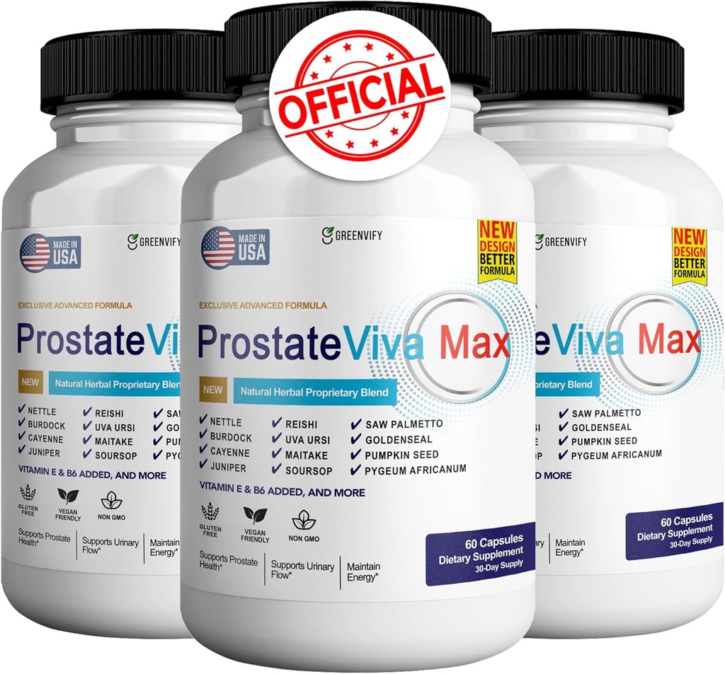ProstateViva Max Prostate Supplements for Men Capsules, Health Supplements - Maximum Strength, All Natural to Support Normal & Healthy Function (240 Capsules)