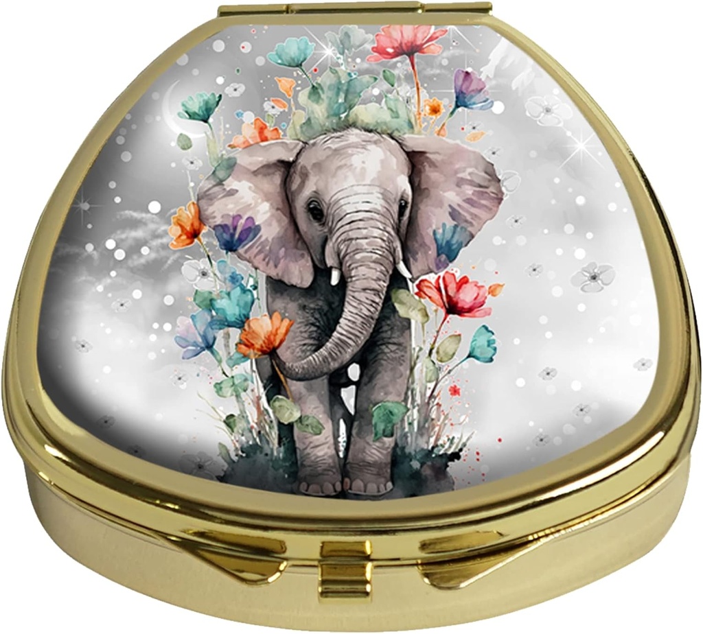 Pill Box Cute Baby Elephant Pill Case Pocket Purse Portatif Seyahat Tabletleri Organize Cam Cover Dekoratif Fan Shap