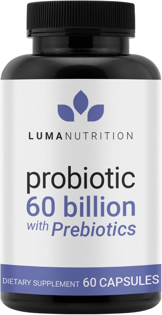 Luma Beslenme Probiyotiks 60 Milyar CFU with Prebiyotiks - Kadınlar ve Erkekler için Probiyotikler - Digestive Enzyme Health - Vegan & Gluten-Free - 60 Capsules