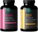 Citrus Bergamot & Nopal Cactus Bundle, 180 Capsules of Citrus Bergamot, 240 Capsules of Nopal Cactus, 1500 Mg of Sun-Dried Prickly Pear Cactus with Black Pepper Extract, 1000 Mg of Bergamot Extract