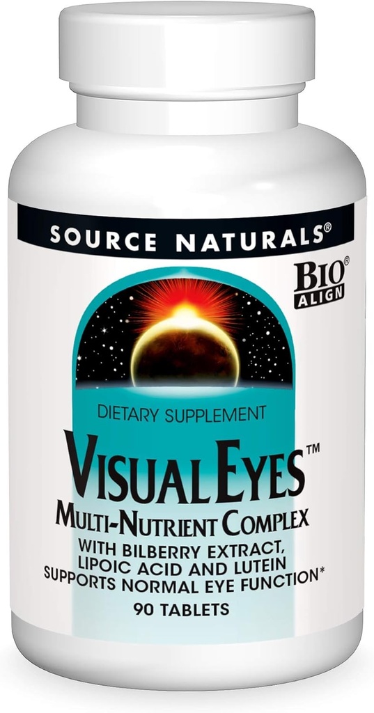 Source Naturals Visual Eyes Dietary Supplement - Multi- Nutrient Complex with Bilberry Extract, Lipoic Acid and Lutein - 90 Tablets