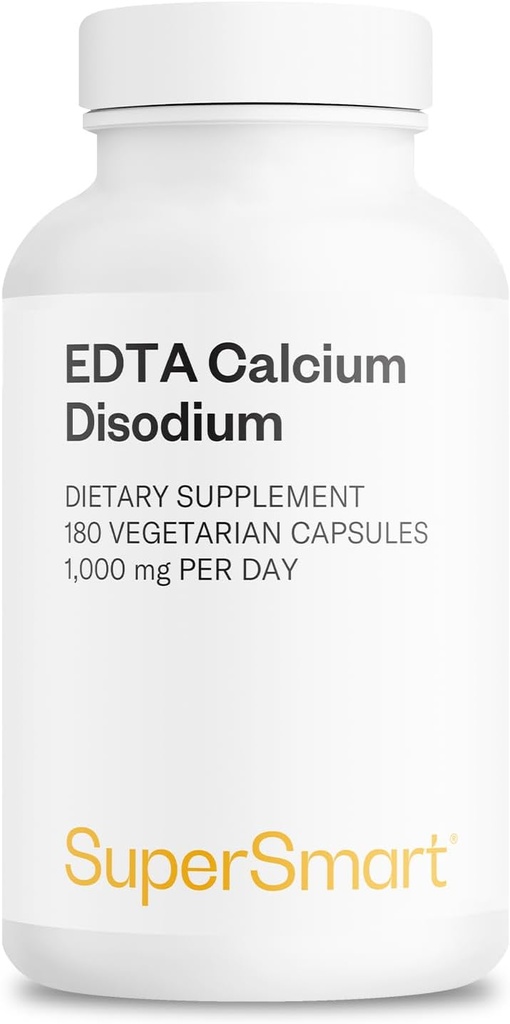 Supersmart - EDTA 1000 mg per Day -dis Disodium EDTA Supplement | Non-GMO & Gluten Free - 180 Vegetarian Capsules