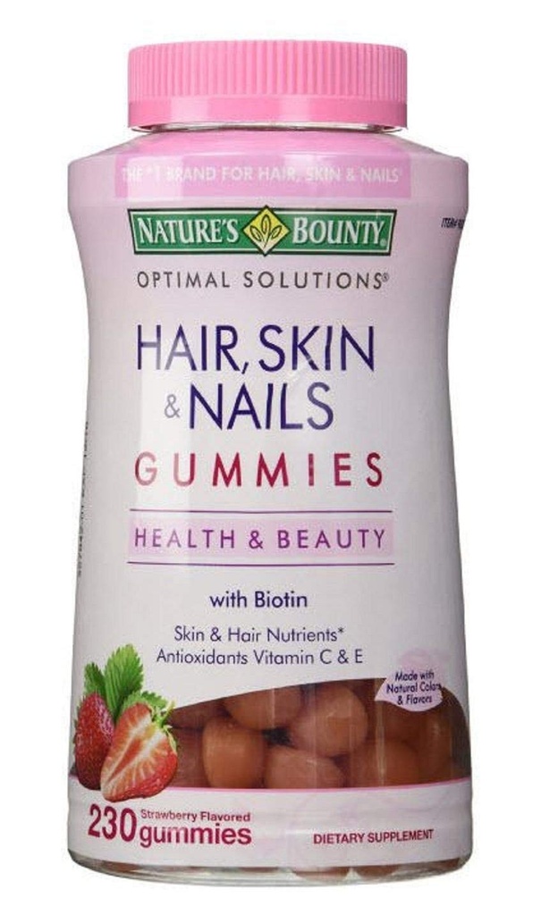 Nature's Bounty Hair Skin and Nails, 230 Gummies, 230 Kont (kısa 1)
