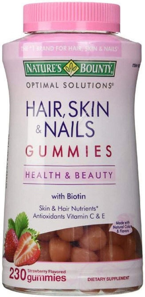 Nature's Bounty Hair Skin and Nails, 230 Gummies, 230 Kont (kısa 1)