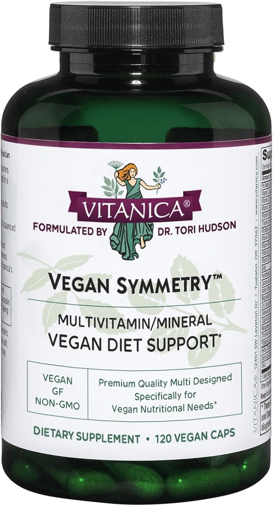 Vitanica Vegan Symmetry, Non-GMO Vegan Kadınlar için Multivitamin, Iron Free, Gluten Free, 120 Capsules