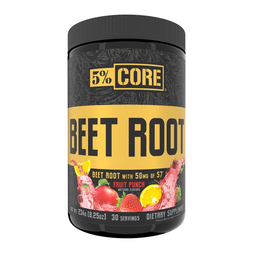 % 5 Beslenme Organik Core Beet Root | Nitrik Çimento Arıt Kök Toz Pre Workout Katkı | 6000 mg Arıt Kökü | Vegan & Keto | 30 Hizmetler (Fruit Punch)