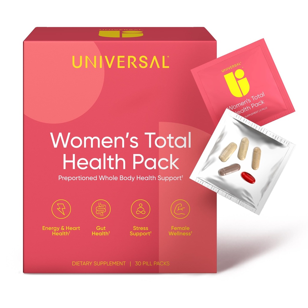 Kadın Toplam Sağlık Günlük Paketleri - Kadınlar için Çokvitamin, Temel Vitaminler ve Mineraller Enerji, Stres, Digestion & Gut Health, Kadın Wellness Supplement, 30 Packets