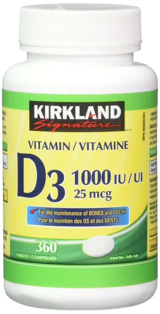Kirkland Signature Vitamin D3 1000 IU, 360 Tabletler
