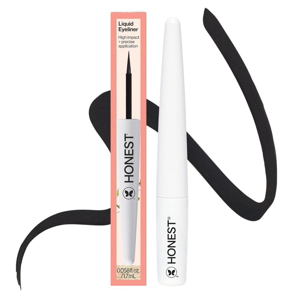Dürüst Güzellik Uzun Süreli Sıvı Gözlü | Smudge + Flake Kanıt, Precise Application | Hipoallergenic, Vegan, + Cruelty Free | Black, 0,5