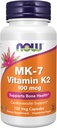 NOW Foods Supplements, MK-7 Vitamin K-2 100 mcg, Cardiovascular Support*, Supports Bone Health*, 120 Veg Capsules