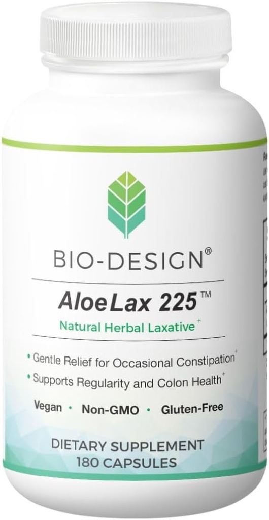 Aloe Lax 225 Natural Herbal Laxative - Gentle Relief for Occasional Constipation, Gas, & Bloating with 225mg Natural Aloe Ferox - Supports Bowel Regularity & Colon Health - 180 Capsules