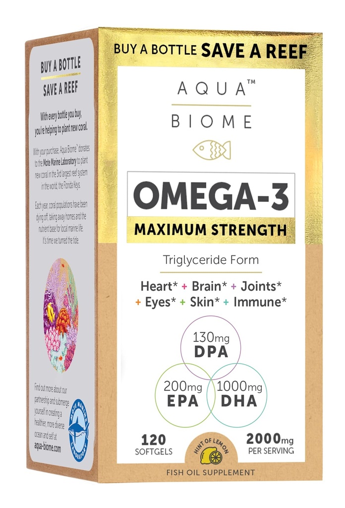 Enzymedica Aqua Biome Fish Oil, maksimum Güçlü, 120 Kont