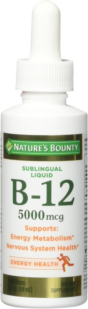 Nature's Bounty B-12 5000 mcg Υπογλώσσια Υγρή Ενέργεια Υγεία 2 oz (πακέτο των 5)