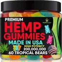 Hemp Gummies for Night, Gummy Bear Edibles, Rest and Relax,Sleep Support, High Potency Omega Oil for Nap-Made in USA