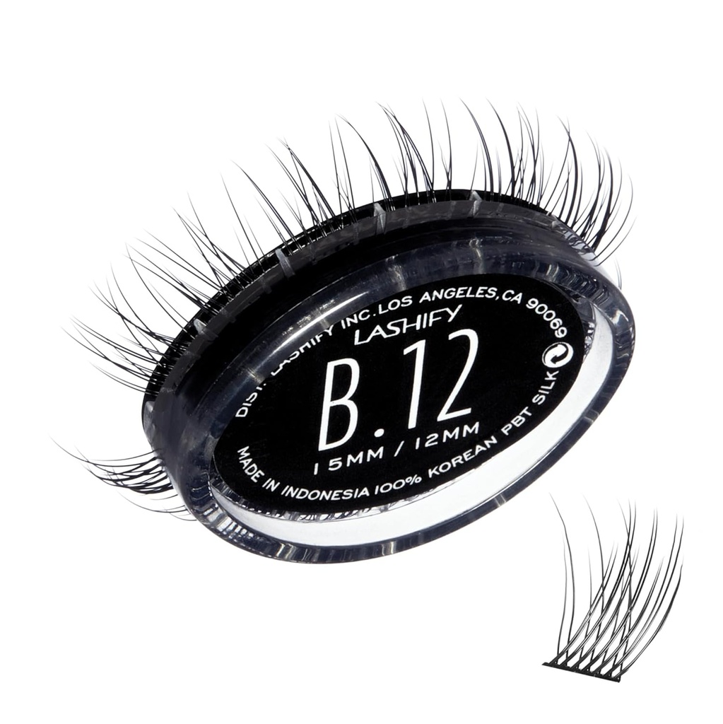 Lashify Bold 12mm Gossamer DIY Επεκτάσεις βλεφαρίδων Refill, Μαύρο, Easy False Βλεφαρίδες για μια φυσική εμφάνιση