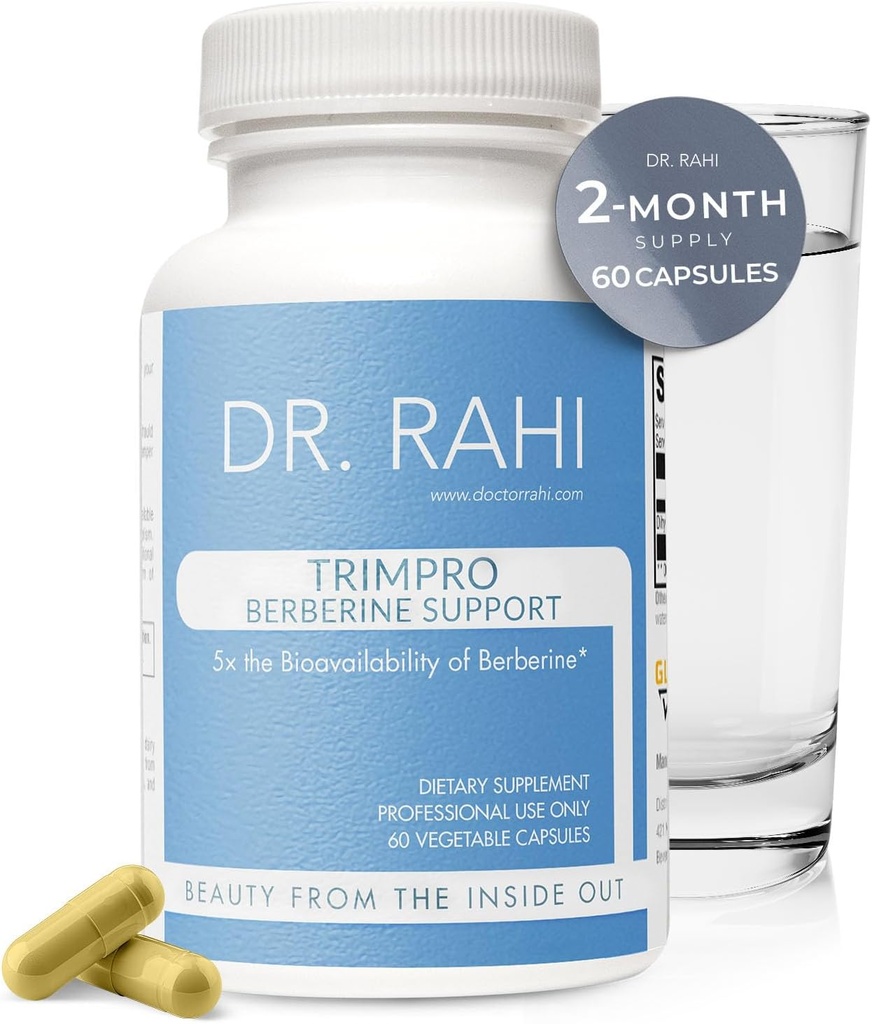 Dr. Rahi Berberine Supplement 200 mg - 60 Capsules Dihidrberine Supplements, Metabolism + Immune Support Supplement - HCL Supplement for Low Stomach Acid - Gluten Free + Non-GMO - Trimpropro