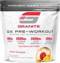 Granit GX Pre Workout Supplement, Sour Power Flavor, Supports Focus, Energy, & Performance with Teacrine, L-Citrulline, Betaine, & A-GPC (20 hizmet)
