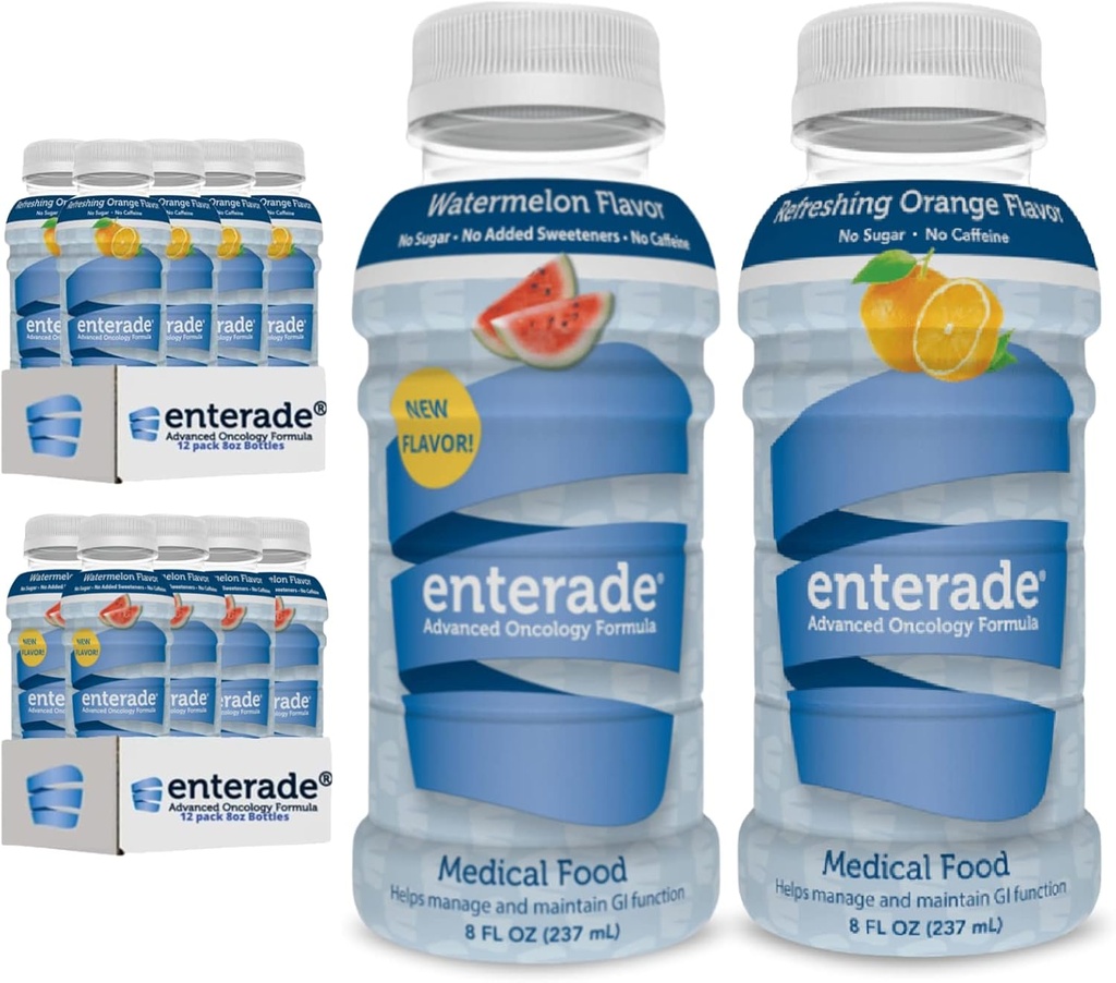 Enterade AO 24 μπουκάλια Orange and Watermelon Bundle, ειδικά σχεδιασμένα για τη μείωση της θεραπείας GI παρενέργειες, 8oz Orange (1 συσκευασία των 12) + 8oz Watermelon (1 συσκευασία των 12)